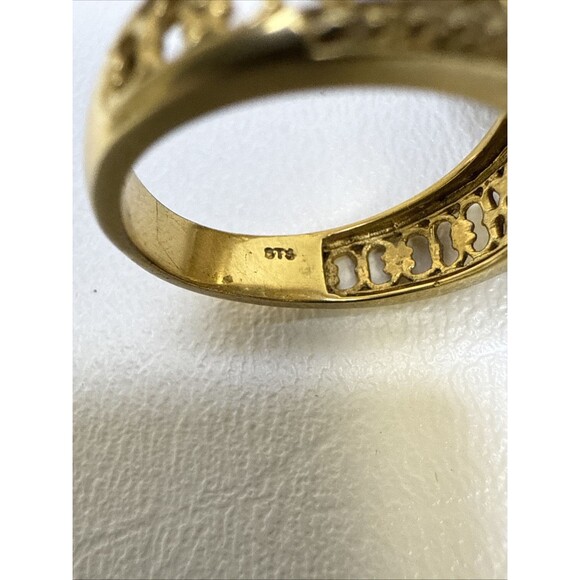 STS Karis Gold Bond Pale Blue Crystal Ring Size 9 - Picture 8 of 10